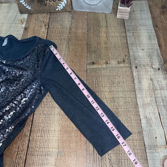 Old Navy GRAY SEQUIN SHIFT DRESS 3/4 Sleeve Sheath Silver - Picture 9 of 9